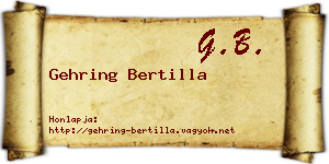 Gehring Bertilla névjegykártya